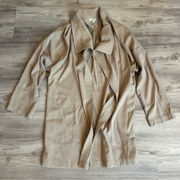 Max Studio Tan Lightweight Jacket Drape Collar Jacket size large - Picture 2 of 8